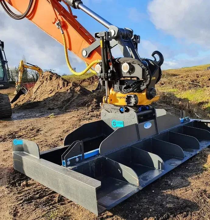Titus Attachments bucket mounted on an excavator